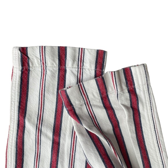 Zadig & Voltaire Womens M Red Pinstripe Ankle Trouser Button Fly Coastal Cowgirl - Picture 11 of 14